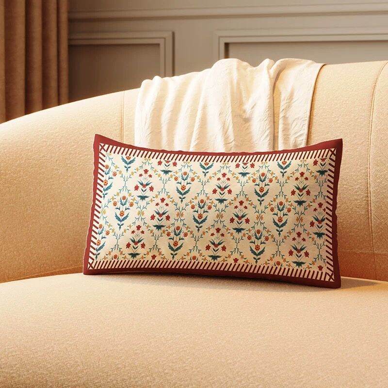 Rectangular Vintage Sofa Backrest Pillowcase Luxury Living Room Bedside Decorative Long Cushion American Style Soft Core
