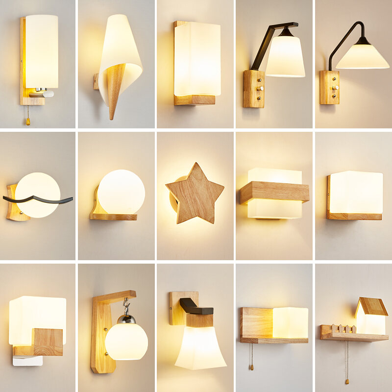 wall mounted wooden lamp