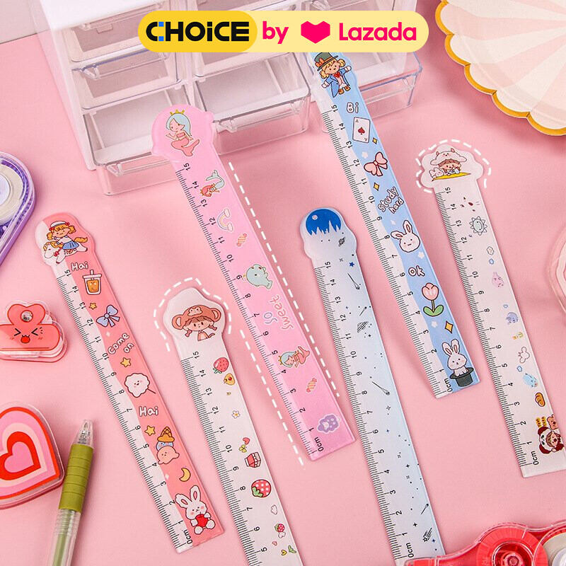 COMBO 3 THƯỚC KẺ ĐẦU THÚ 15CM CHO HỌC SINH