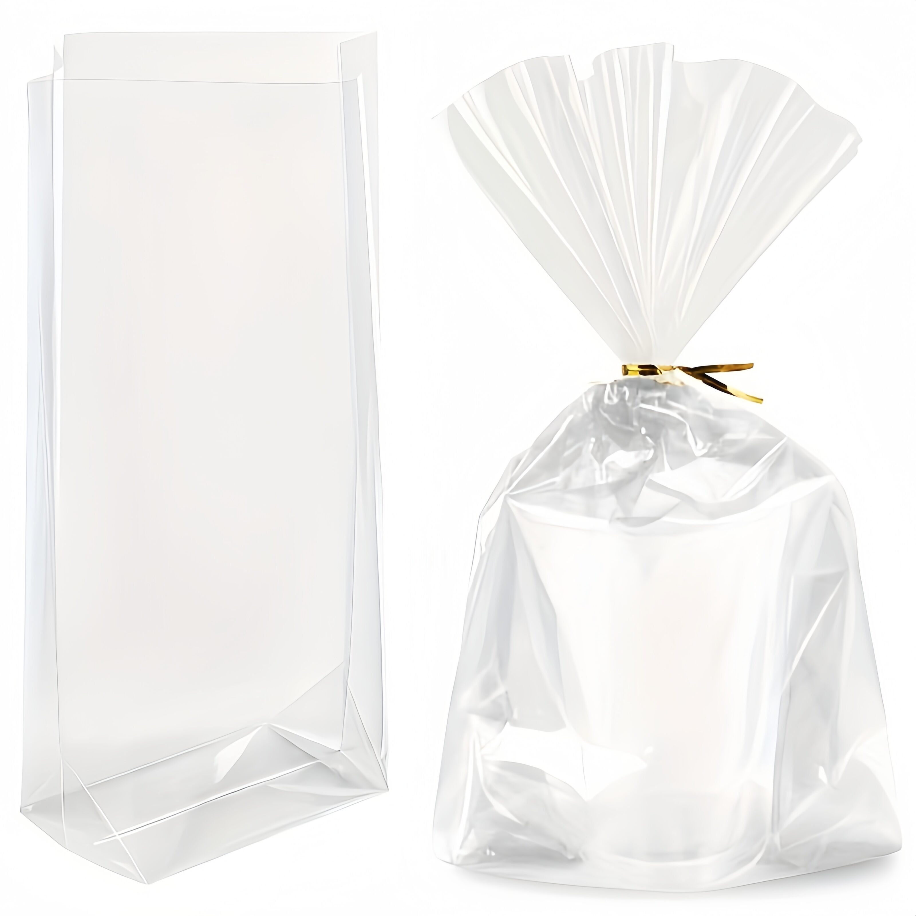 25/50pcs Transparent Flat Bottom Gusset Processing Bag with Kink Tie Gift Bag Birthday Party Gift Bag Christmas Small Gift Bag