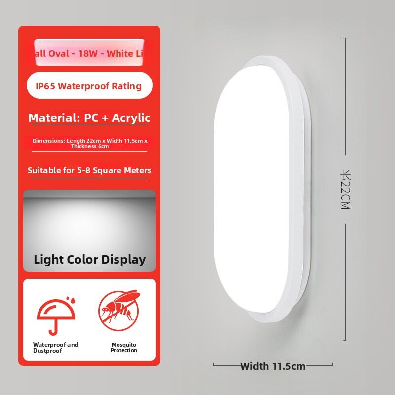 JINYULAI | Waterproof Explosion-proof Moisture-proof Wall Light for Kitchen Bathroom Outdoor