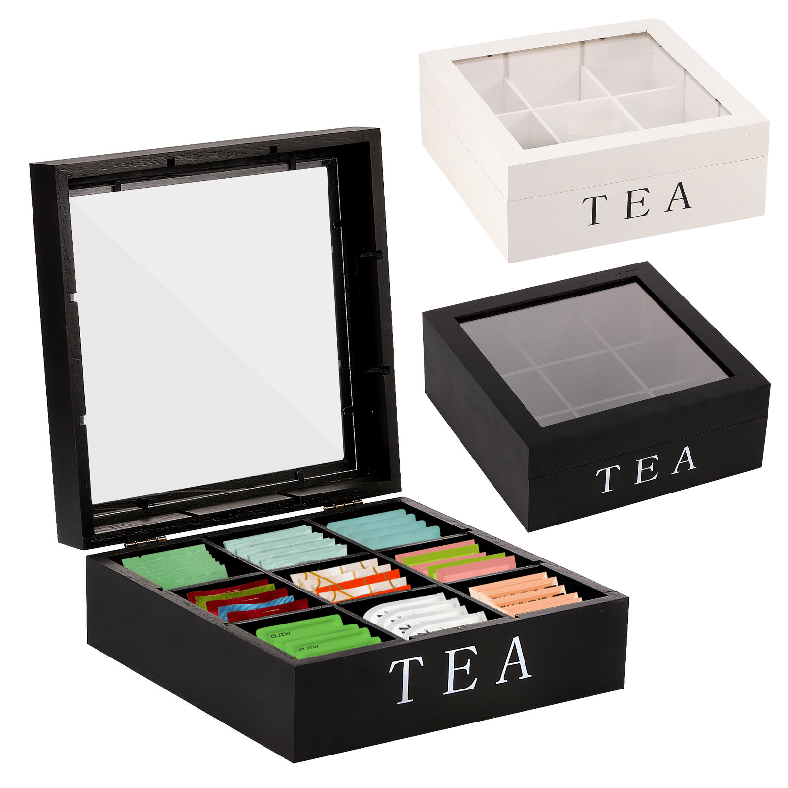 Tea Box Organizer - Acrylic Storage Box With Lid For Tea Bags