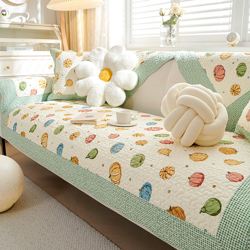 Pure Cotton Sofa Cushion Cover Anti-Cat Scratch Modern Simple Style All-Season Universal Seat Pad Cover Cloth Non-Slip Sofa Protector