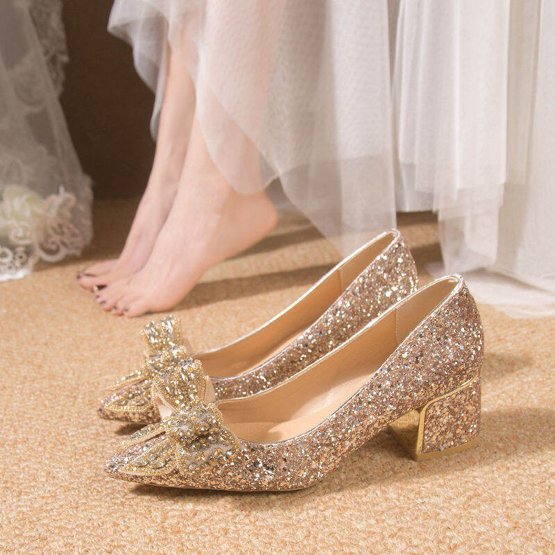 Wedding shoes closed on sale toe low heel