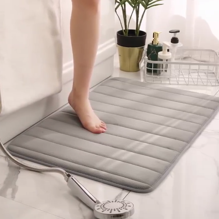 Bathroom Non-Slip Mat Thick Coral Fleece Memory Foam Memory Absorbent Mat Bedroom Anti-Slip Mat Kitchen Pad Pedal Pad