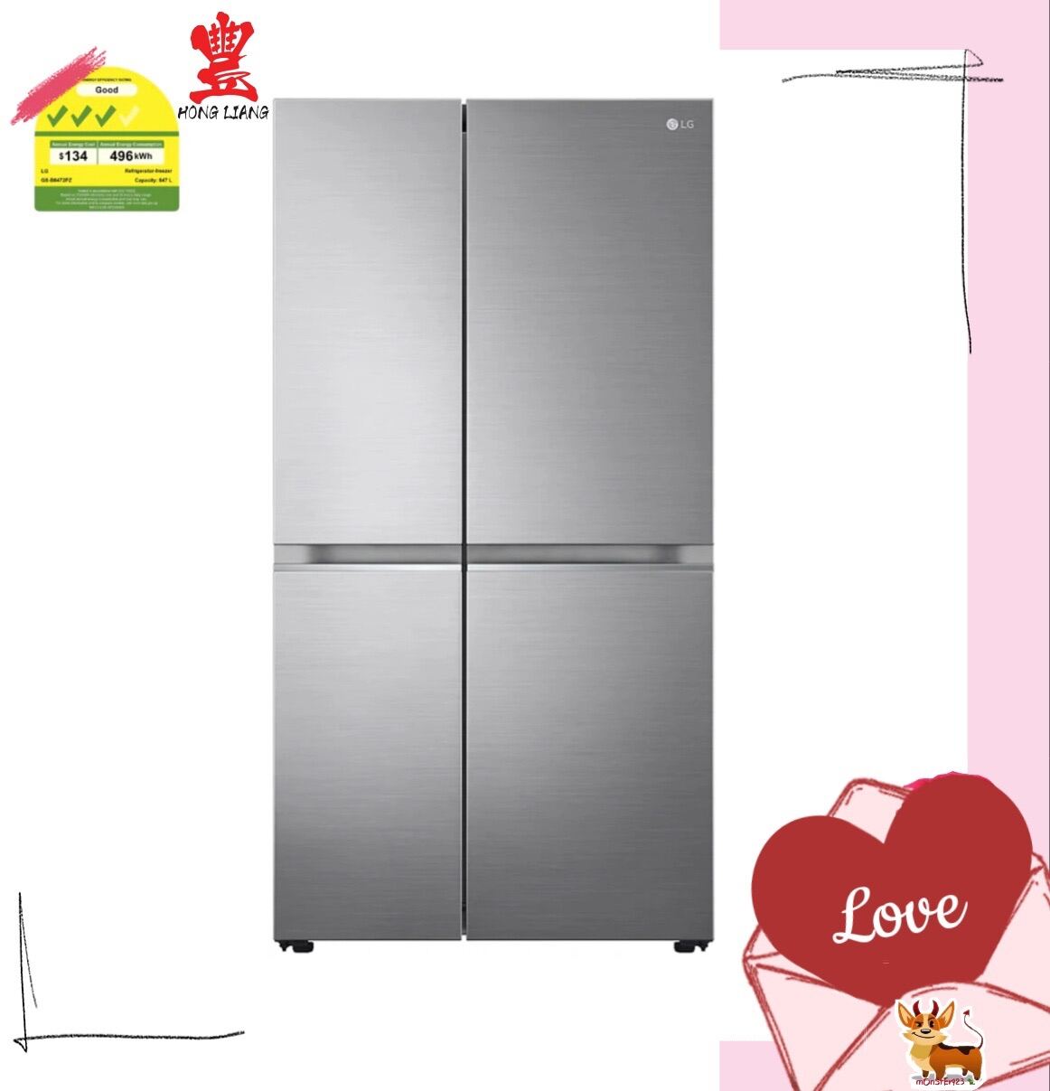 LG GSB6472PZ (647L) SideBySide Fridge Lazada Singapore