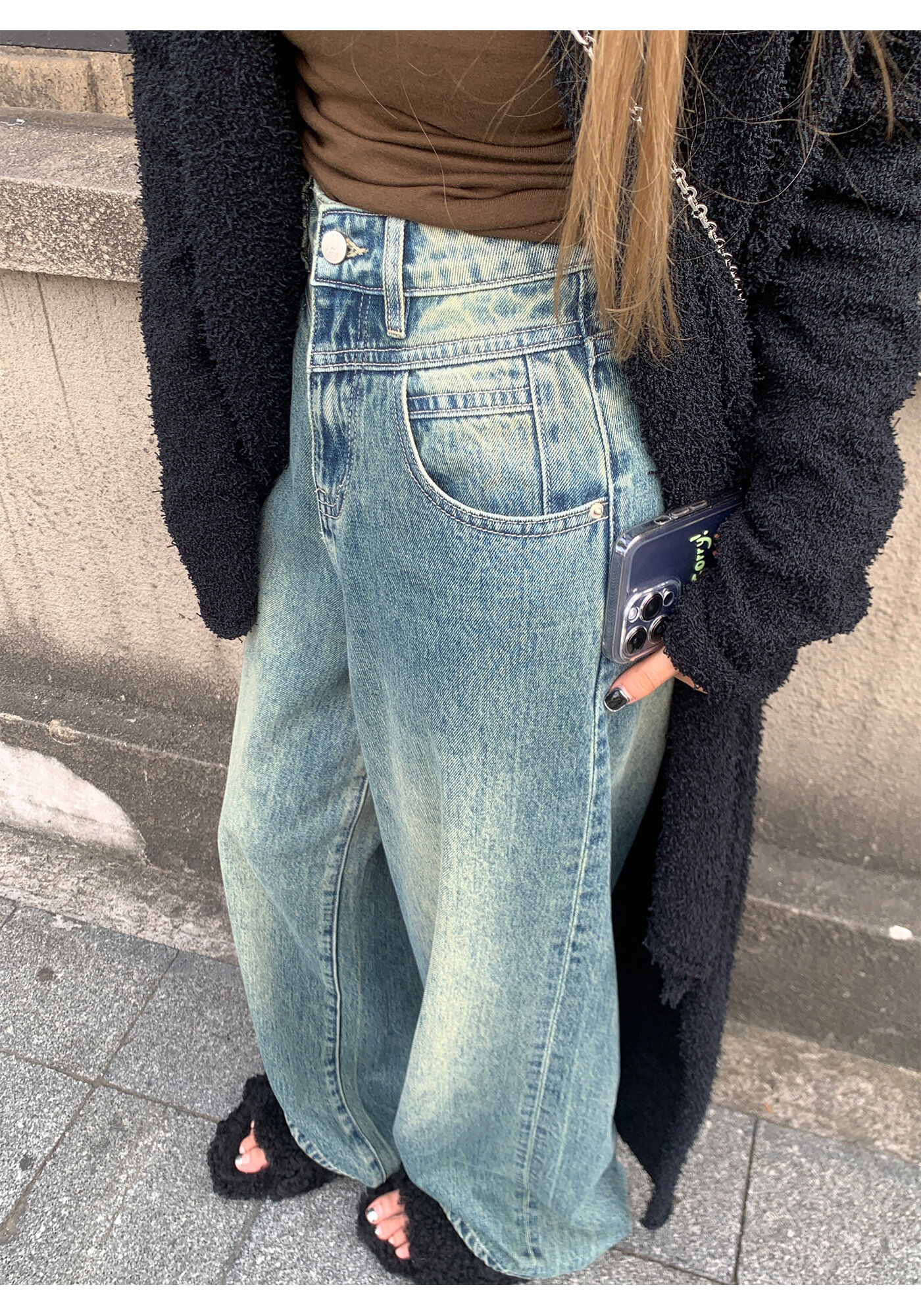 High Waist Wide Leg Jeans Women's Loose Fit Washed out Style Spring Autumn Denim Pants by LUU Peach Joy Slimming Effect · v2
