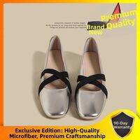 XUJIA | French Style Ballet Silver Low Heel Flats 2025 New Spring Summer