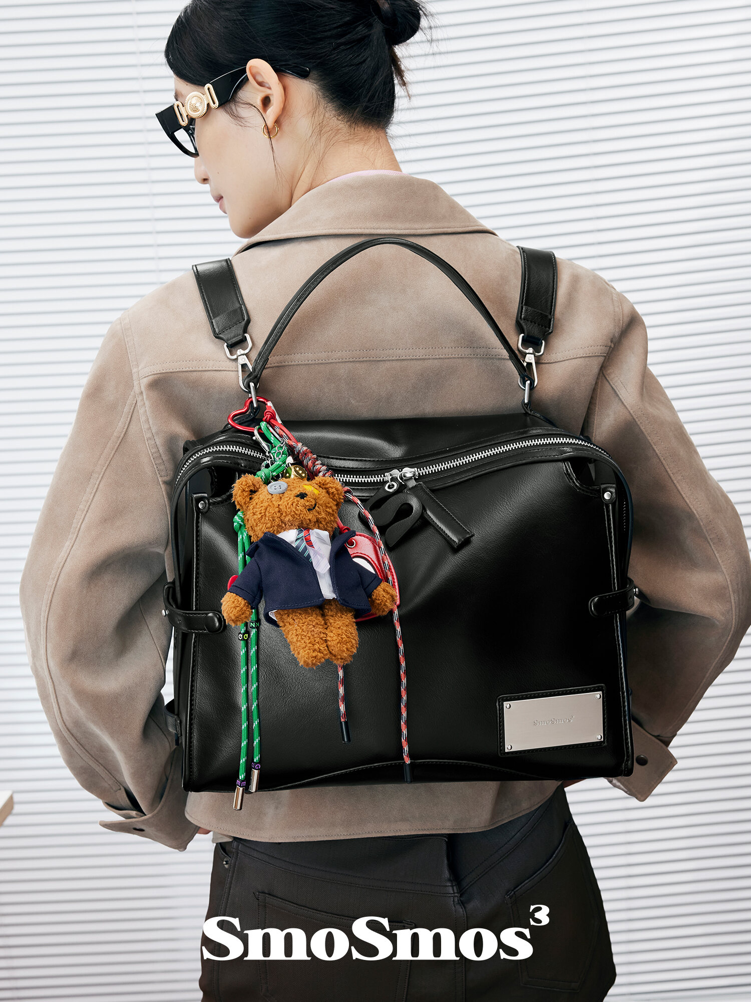 Large Capacity Smosmos Leather Backpack Original Double Shoulder Commuter Travel Bag Laptop Mountain Climbing Bag Fashion Trend. 