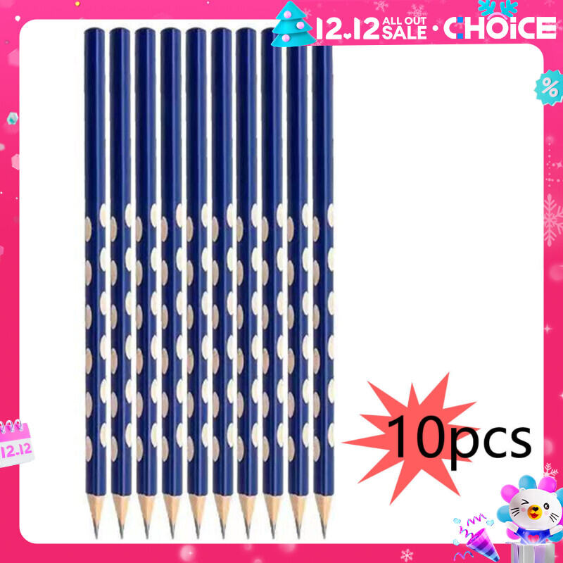 10pcs/bag Pencil Student Hole Pen Triangle Rod HB Pencil Writing Correction Grip Color Rod Writing Pen for School Students