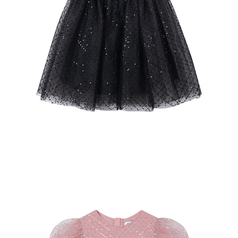 RBIGX Mädchenkleid im Prinzessin-Stil, schwarzer Netzrock mit Puffärmeln, Sommermode, Märchenprinzessinenkleid aus Nylonstoff