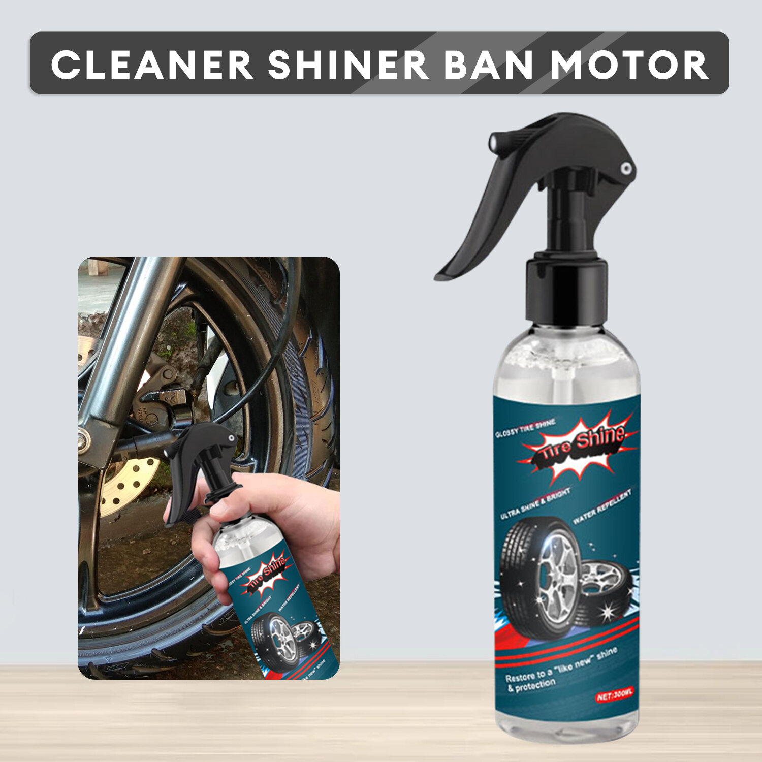 Ban Hitam Ban Untuk Motor Mobil Sepeda Motor 300ML High Gloss | Wheel Cleaner Shiner | Ban Motor | Aksesoris Motor | COD Harga 32,900 rupiah*Gratis Ongkir