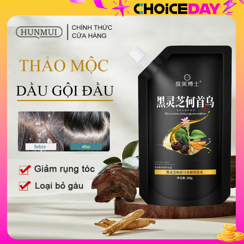 Dầu Gội Đầu Chăm sóc thảo dược, mềm mượt, chống rụng tóc, kiểm soát dầu, làm sạch tóc, trị gàu Dầu gội Nấm Linh Chi Đen và Polygonum Multiflorum 300g