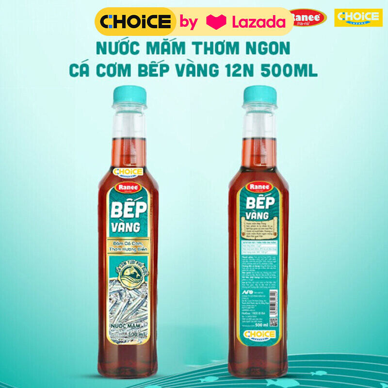 Nước mắm Choice thơm ngon Cá Cơm Bếp Vàng 12N chai 500ml
