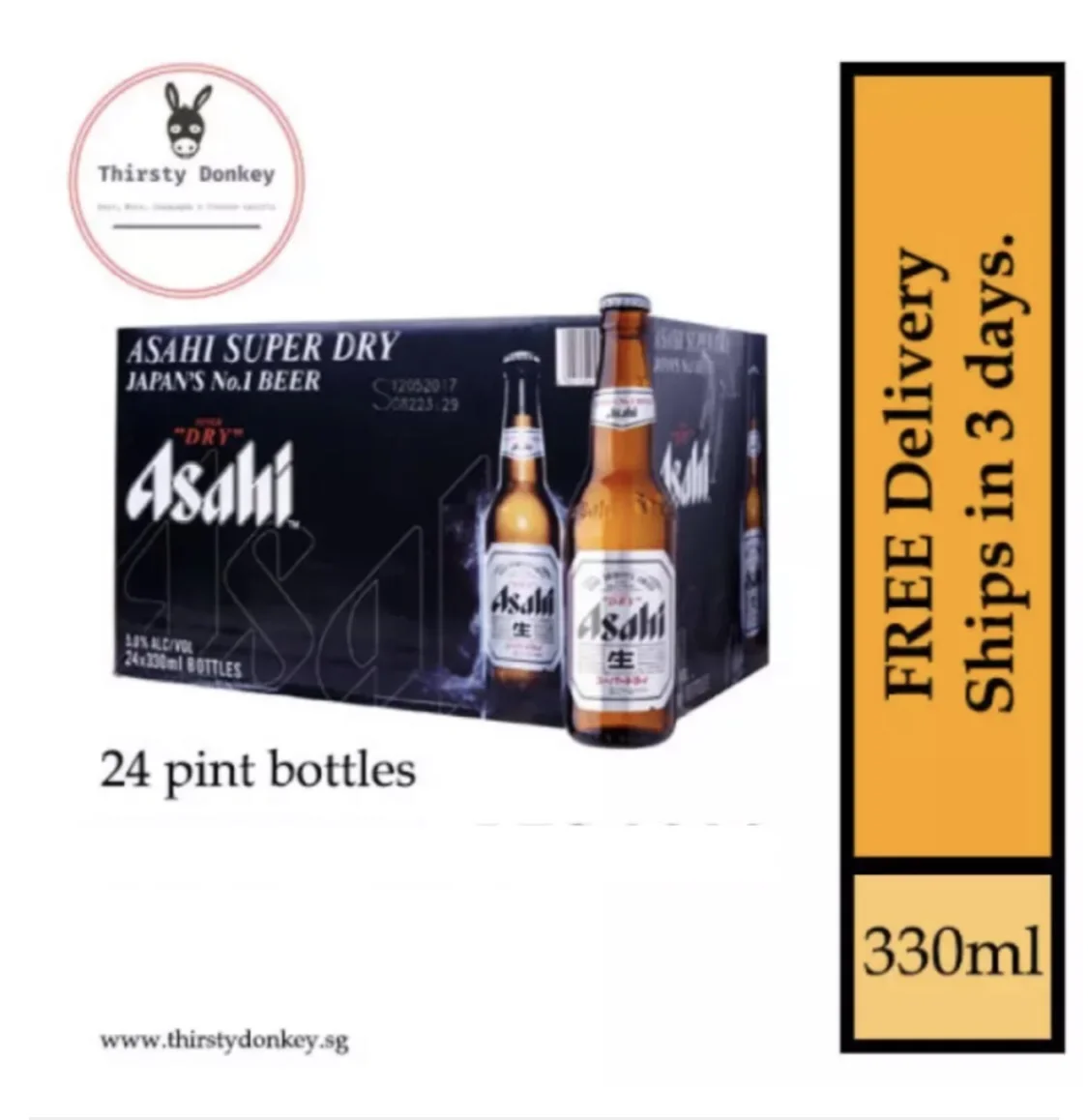Asahi Super Dry Pint (24 bottles x 330ml)