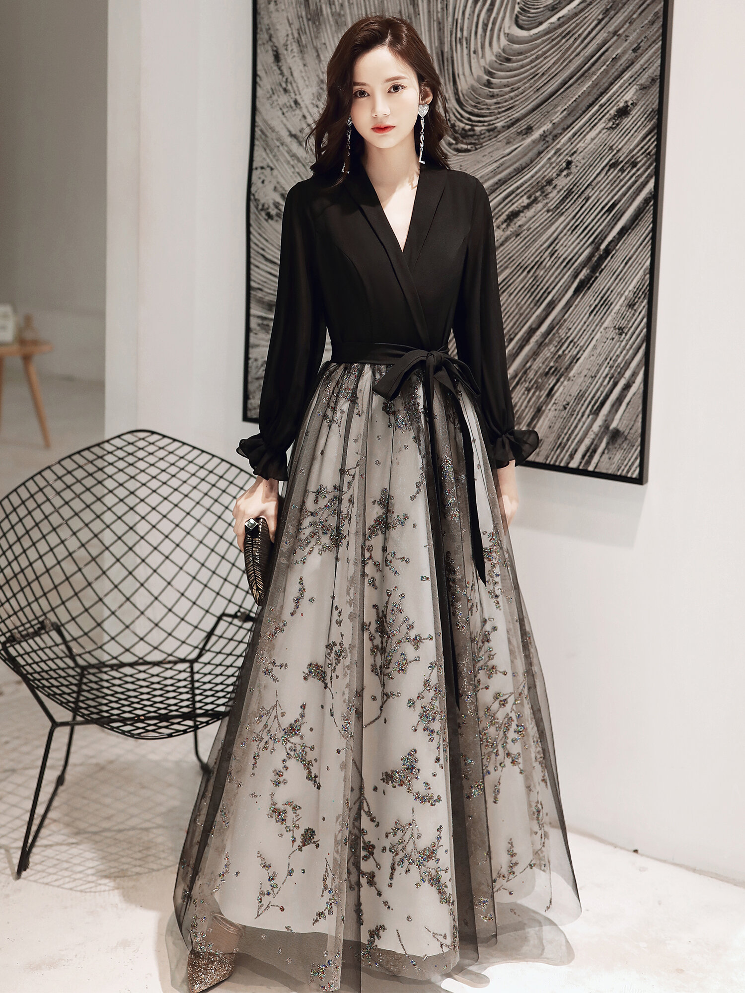 Long Black Evening Gowns - High Waist A-Line & Slimming Waist Designs For  Elegant Parties