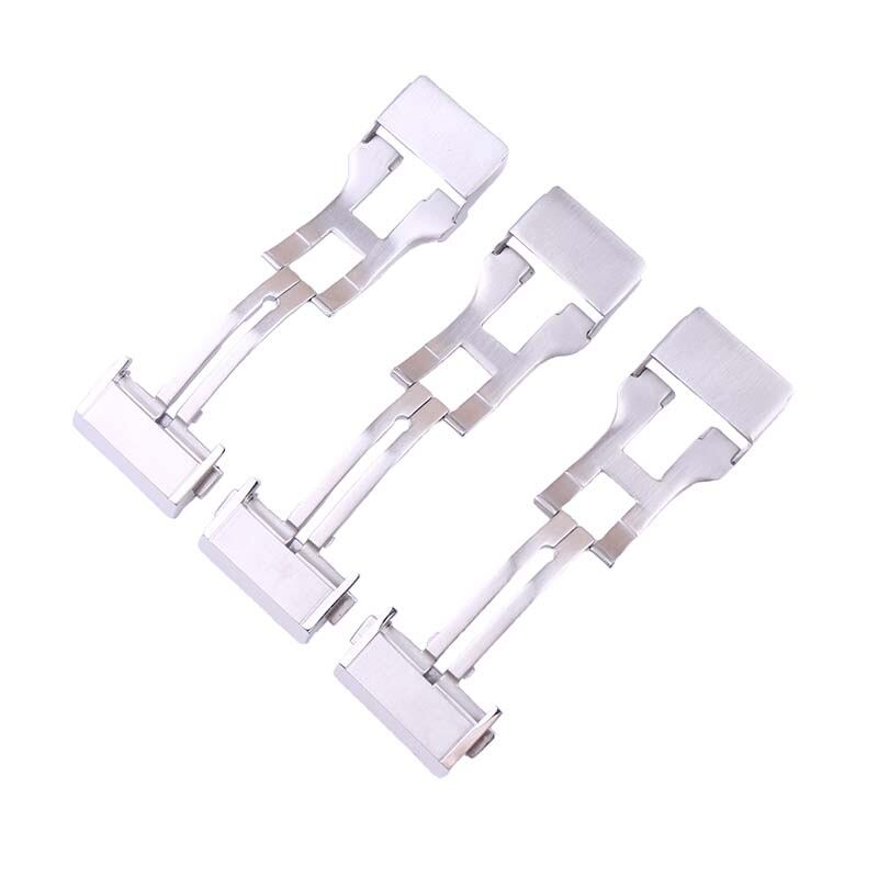 22mm men silver solid stainless steel buckle compatible for Hublot Big Bang Leather watch band women folding buckle accessories. 