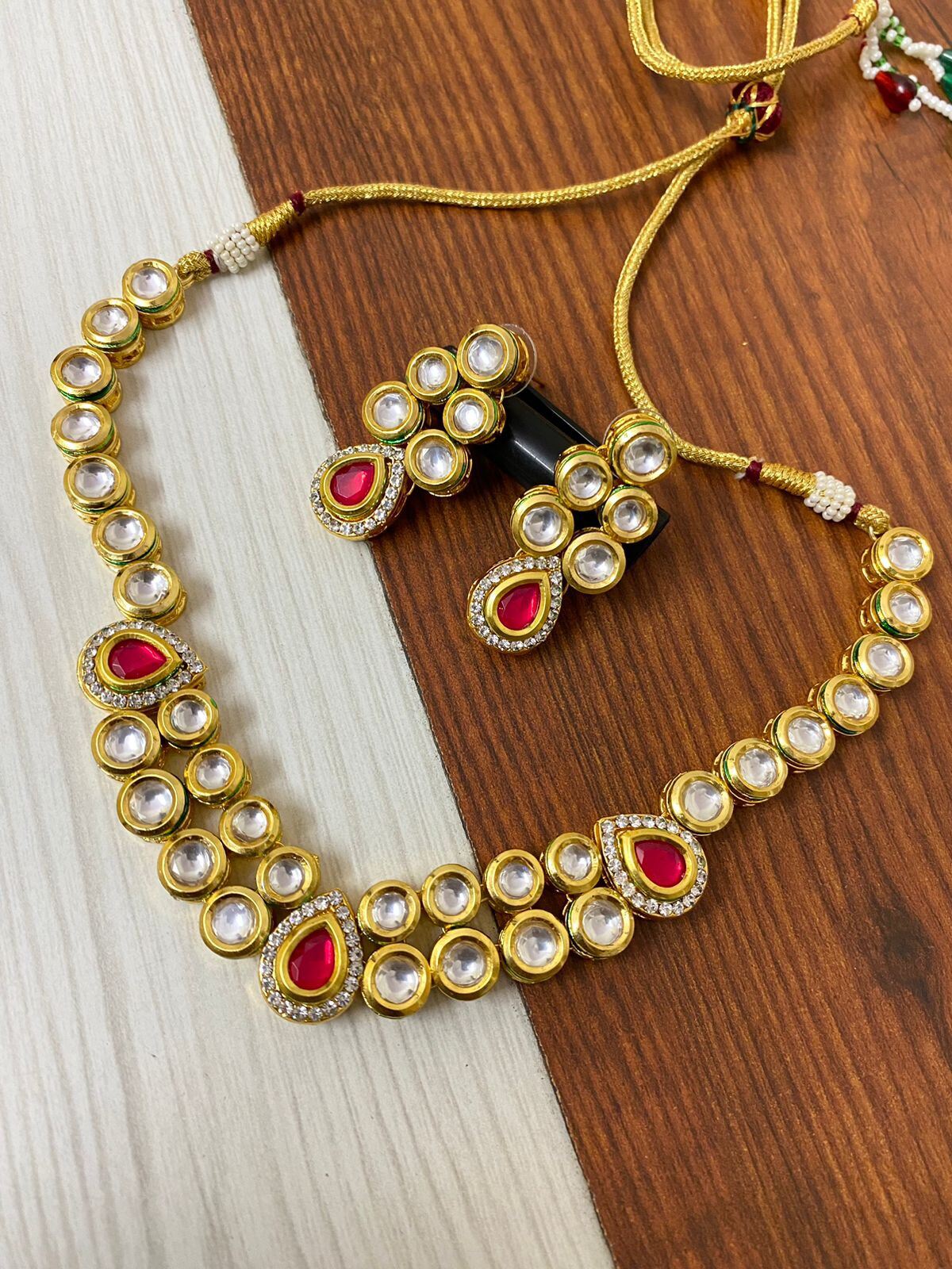 Gold kundan set deals with price