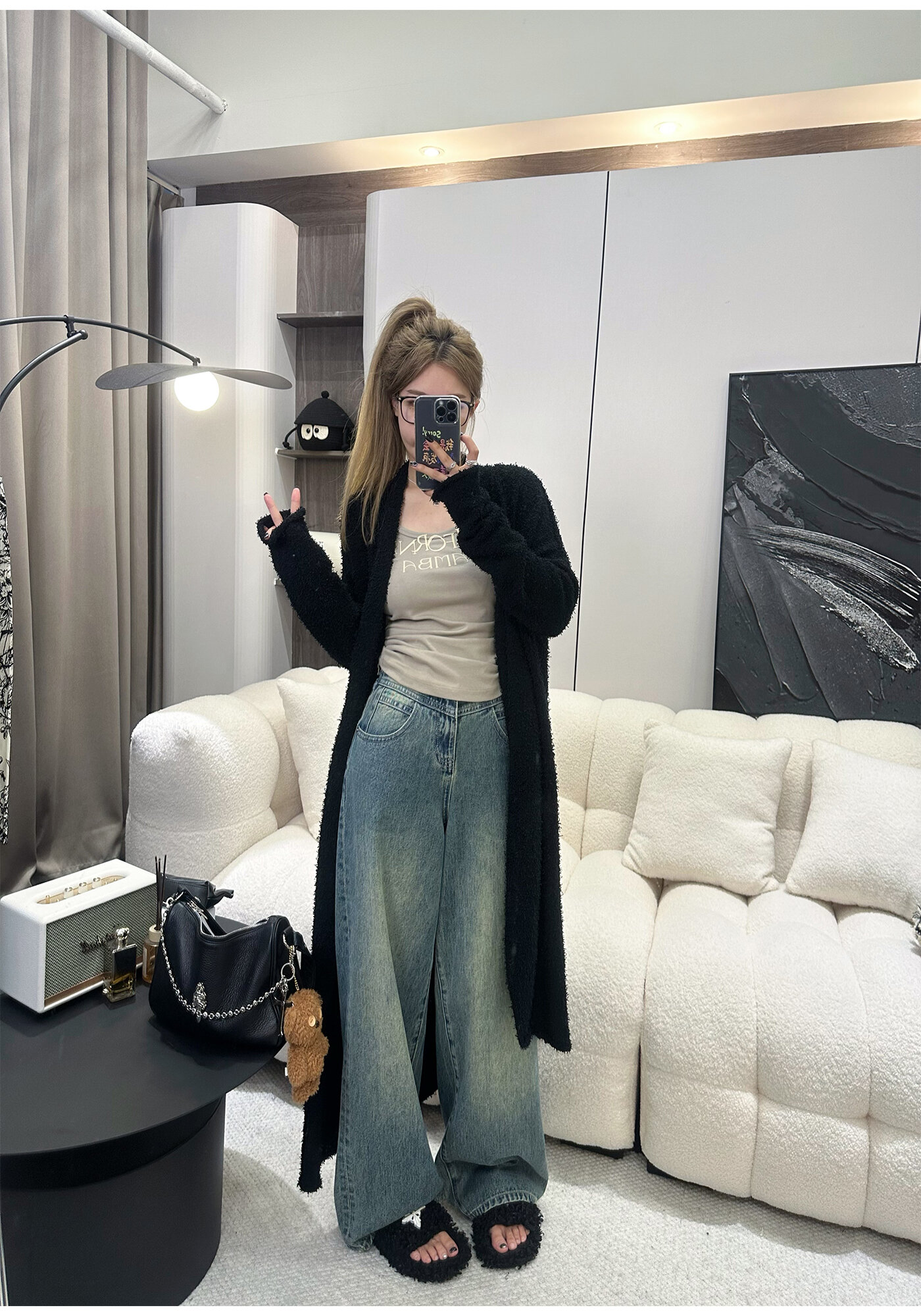 High Waist Wide Leg Jeans Women's Loose Fit Washed out Style Spring Autumn Denim Pants by LUU Peach Joy Slimming Effect · v2