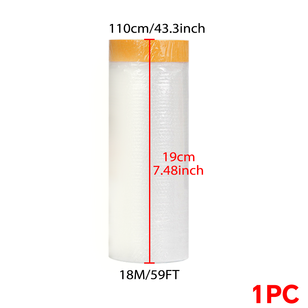 Painter Plastic With Tape Pre-Taped Masking FilmPaint Adhesive Protective Film Roll for Covering Skirting Cars and Auto Body