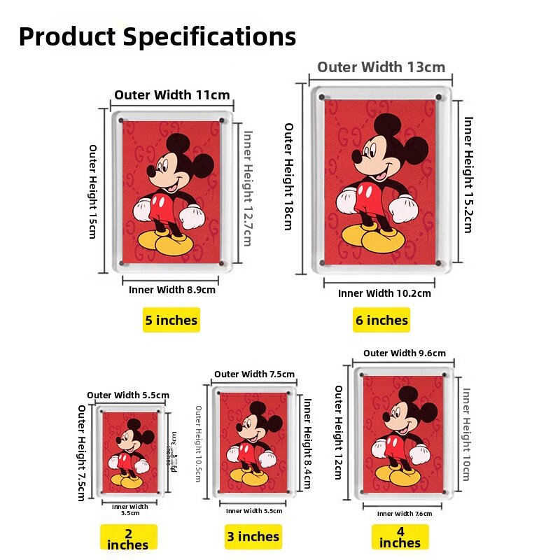 Magnetic Photo Frame Clear Acrylic Display Holder