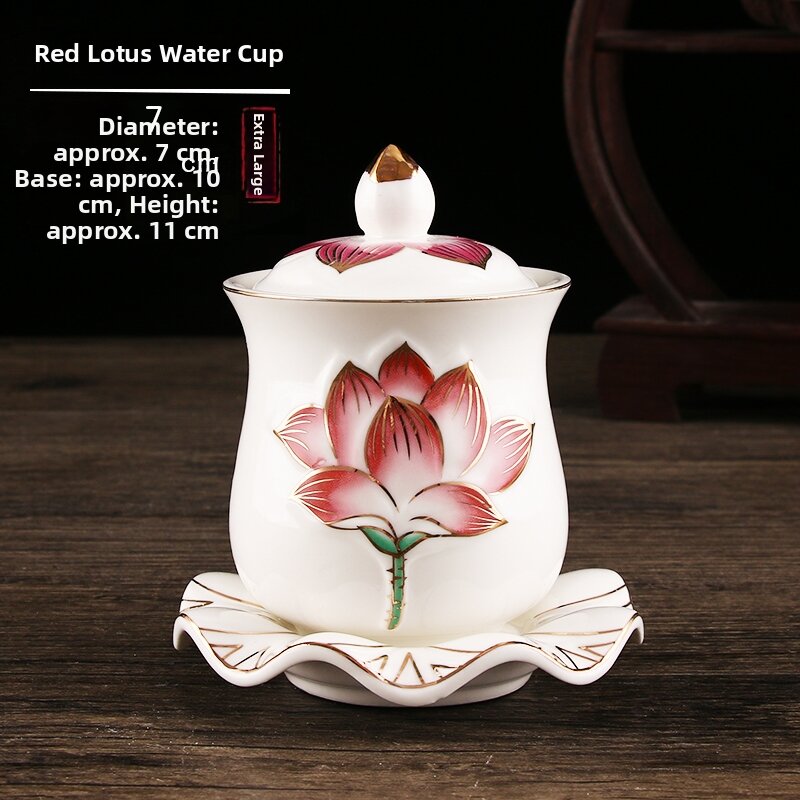 Buddha Water Offering Cup Lotus Great Compassion Mantra