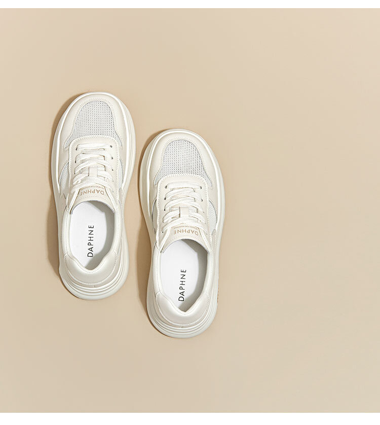 Daphne Trendy Thick Bottom Casual White Shoes Spring 2025 Women's Versatile Comfortable Heightening Fashionable Flat Shoes · v12