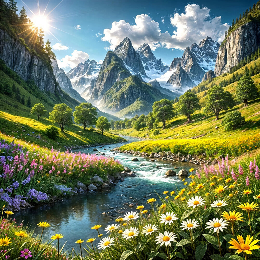 EverShine Pictures By Numbers Landscape Handpainted Painting Art Mountain Colorful Tree Canvas Home Living Room Art Craft