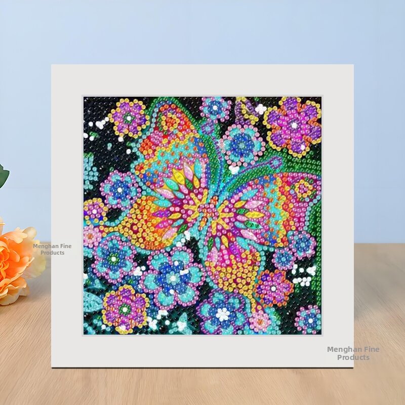 2025 New Crystal Butterfly Diamond Painting Kit Shiny Diamond Childrens Handmade DIY Material Frame Included Cross-Border Sale