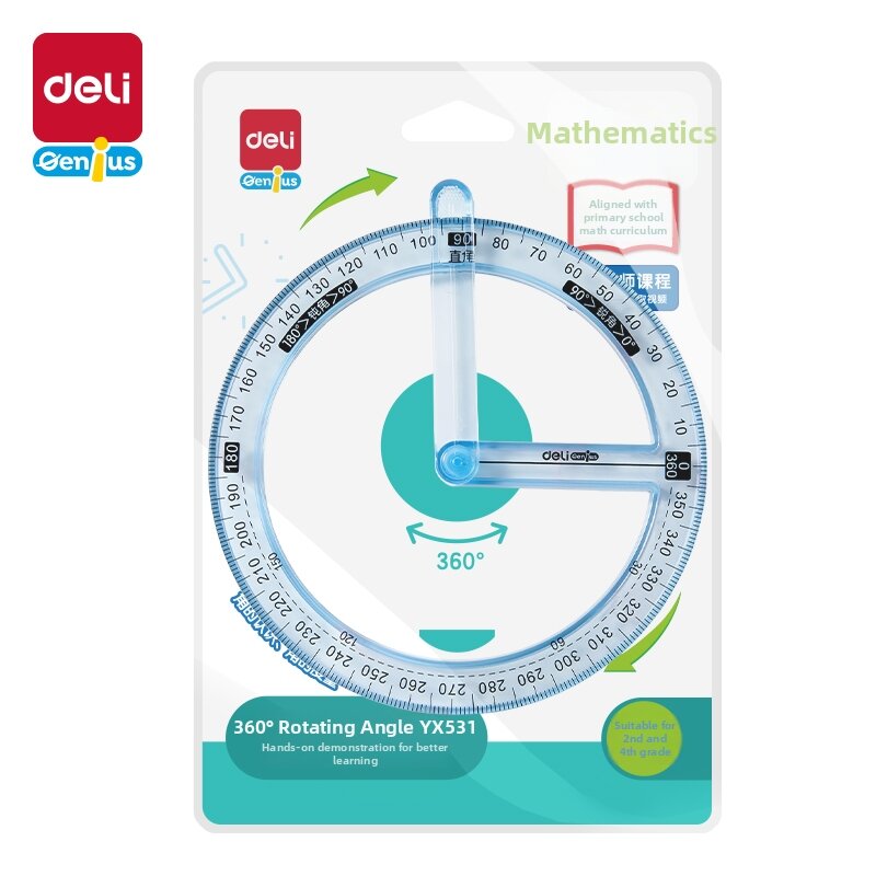 deli | Transparent Ruler Set for Students Multipurpose Geometry Drawing Tool