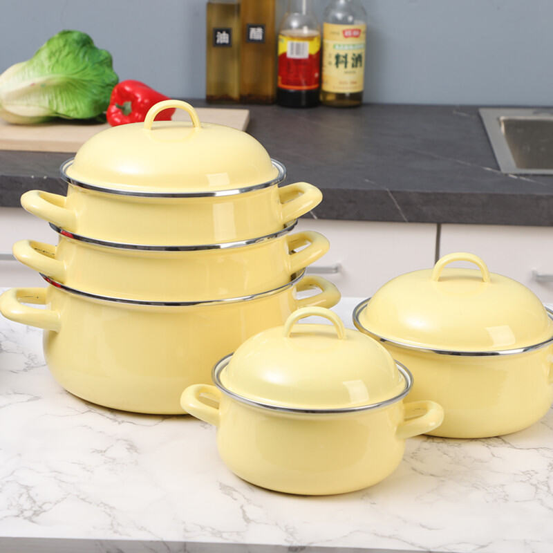 Thickened Olive Home Macaron Green Enamel Soup Pot Dormitory Instant Noodles Bowl Enamel Pot for Cooking And Boiling Water. 