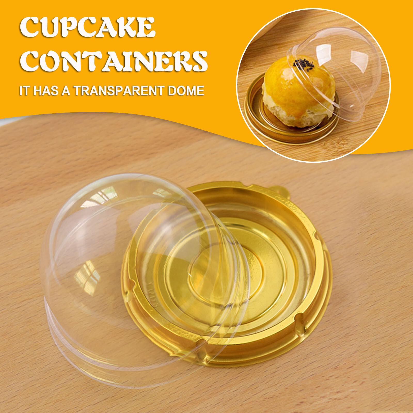 50pcs Disposible Round Egg Yolk Crisp Moon Cake Box Square Plastic Mooncake Dome Boxes Packaging Dessert Mousse Trays Container