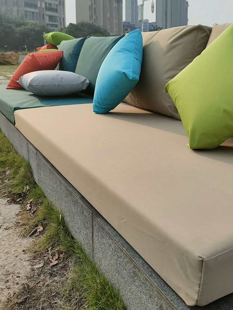 Outdoor Leisure Sofa Pure Color Waterproof Sunproof Seat Cushion Pillow Pad Fast Drying Sofa Cover Fabric Cushion