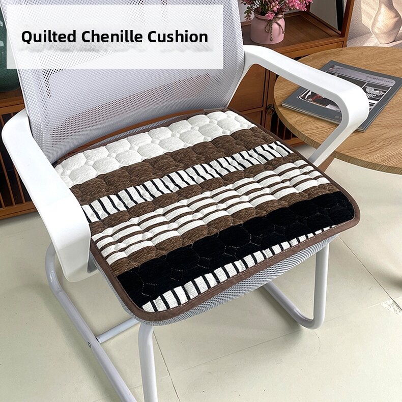 Breathable Office Chair Pad Home Use Four Seasons Student Long Sitting Stool Pad Boss Chair Cushion Luxury Modern Style Grid Pattern