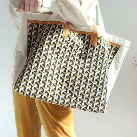 Korean Style CHCI Vintage Printed Portable Tote Bag 2021 New Geometric Internet Celebrity Large Capacity Canvas Bag Fashion