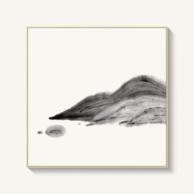 Zen Ink Landscape and Lotus Flower Wall Hanging