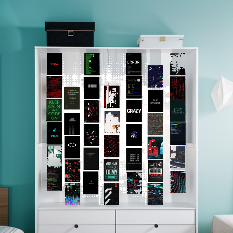 Codding Stickers Aesthetic Wall Collage Kit. 