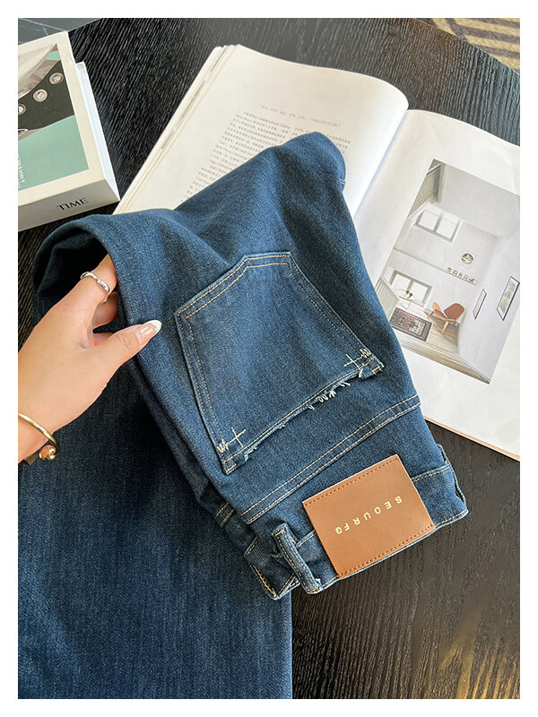 The Style Is Too Good! Retro Blue Straight-leg Denim Female 2024 Autumn New Arrival Ninth Loose Slim Looking Loose Pants · v2
