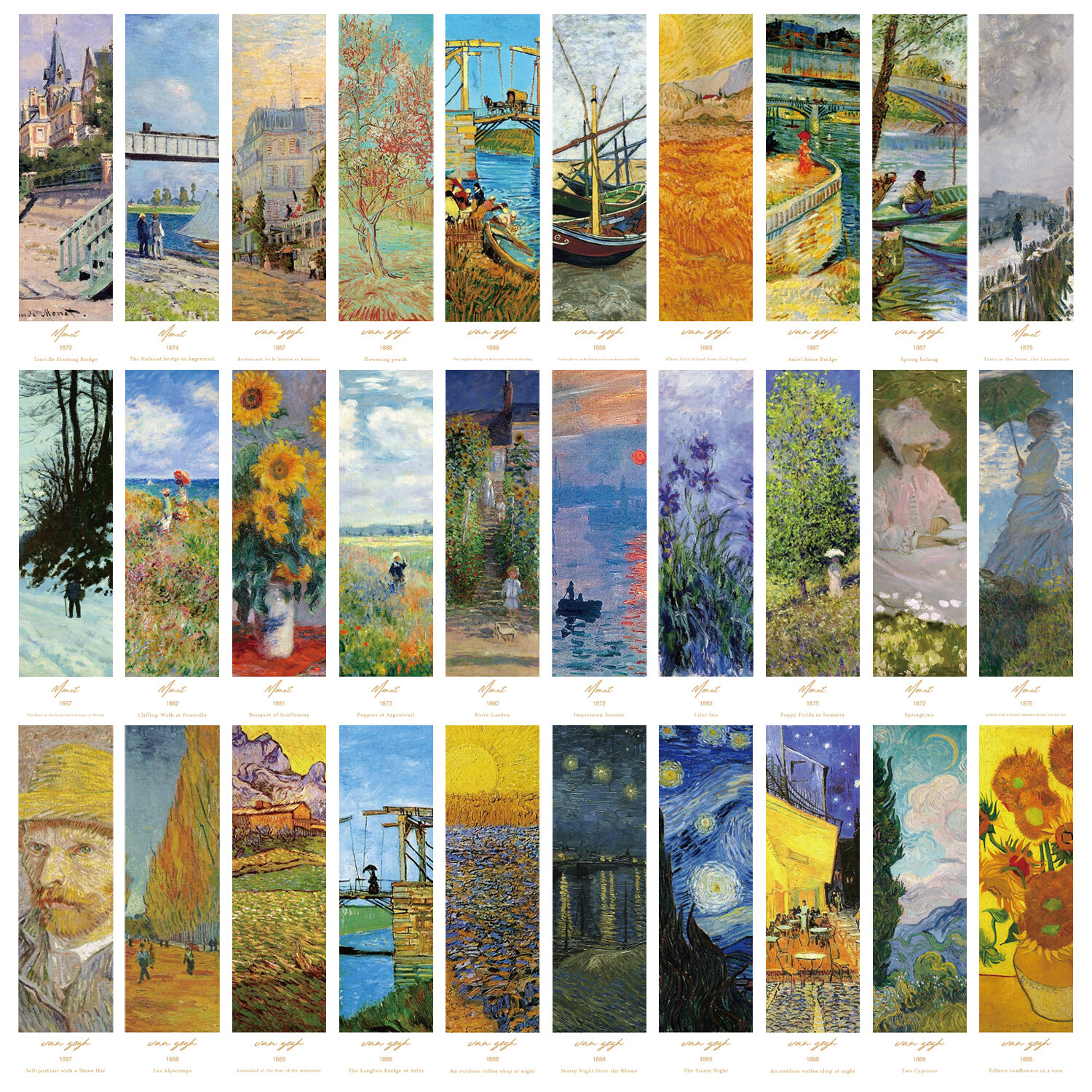 30pcs World Classic Painting Bookmark Retro Oil Painting Decoration Reading Book Page Markings Bookmarks