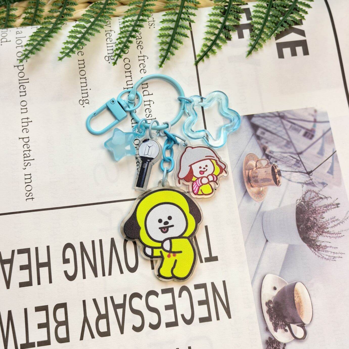 LINE FRIENDS | 2026 K-POP BT21 Star Surrounding Cartoon Acrylic Keychain Hanger Set Packaging Decoration for Idol Accessories Birthday gift