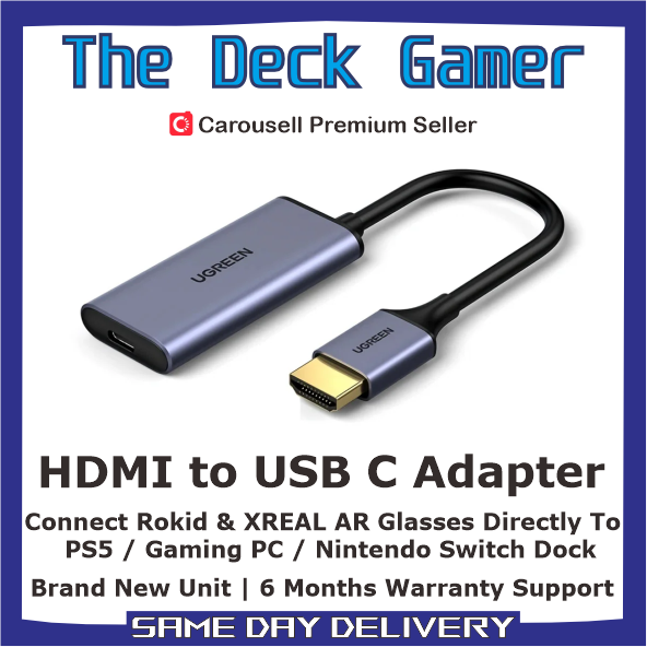 thumbnail image 2 of HDMI To USB C Adapter 4K@60Hz - Compatible With XReal Air, Rokid, RayNeo AR Glasses, Switch, PS5, Xbox 2 of 5