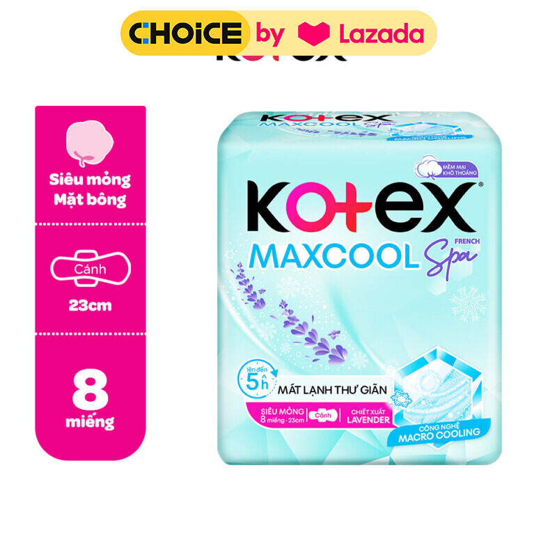 Băng vệ sinh Kotex Maxcool French Spa siêu mỏng cánh 23cm (8M/gói)