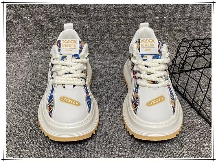 Men's Thick Sole Breathable Casual Shoes Color Block Design Summer Leisure Dad Shoes Increased Height Trendy Fashion Sneakers · v8