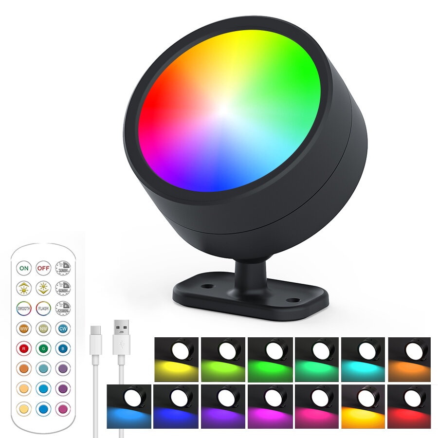 LED Magnetic Wall Lights Wireless Rechargeable Wall Lamp 360° Rotation Ambient Light With Remote Spotlight Wall Sconce RoomDecor