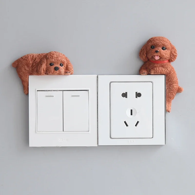 Modern Minimalist Puppy Dog Switch Stickers Wall Stickers Creative Cute Household 3D Three-Dimensional Animal Socket Protection Decoration Set
