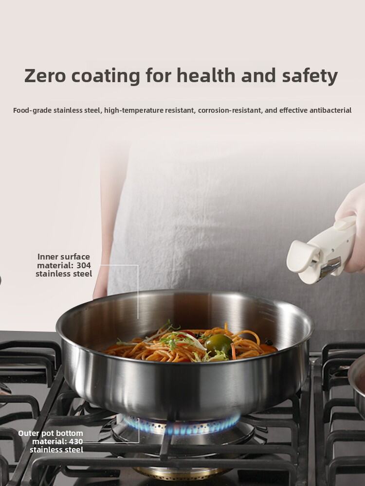 Carote Stainless Steel Non-Stick Removable Handle Frying Pan Milk Pot Set Home Use Cookware Set Single Layer Thick Bottom. 