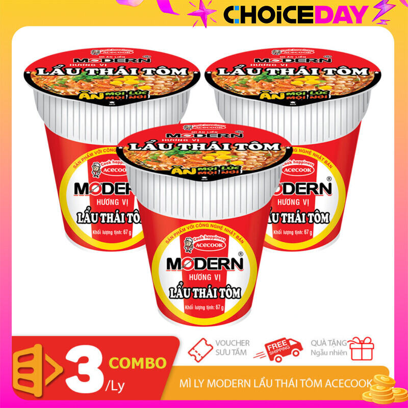 [Acecook] Combo 3 mì ly Modern vị lẩu Thái tôm 65gr