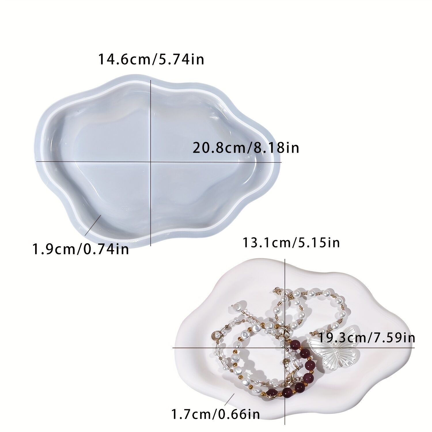 Heart Tray Resin Mold Cloud Coaster Silicone Molds for Irregular Tray DIY Jewelry Trinket Dish Candle Holder Casting