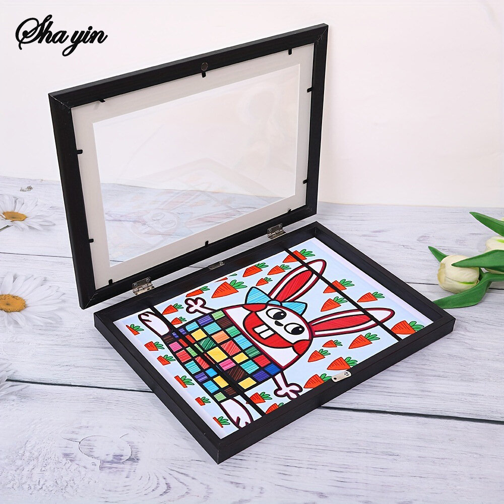 Flip Up Wooden Photo Frame Magnetic Suction Frame A4 Childrens Photo Frame Storage Frame Art Work Certificate Frame