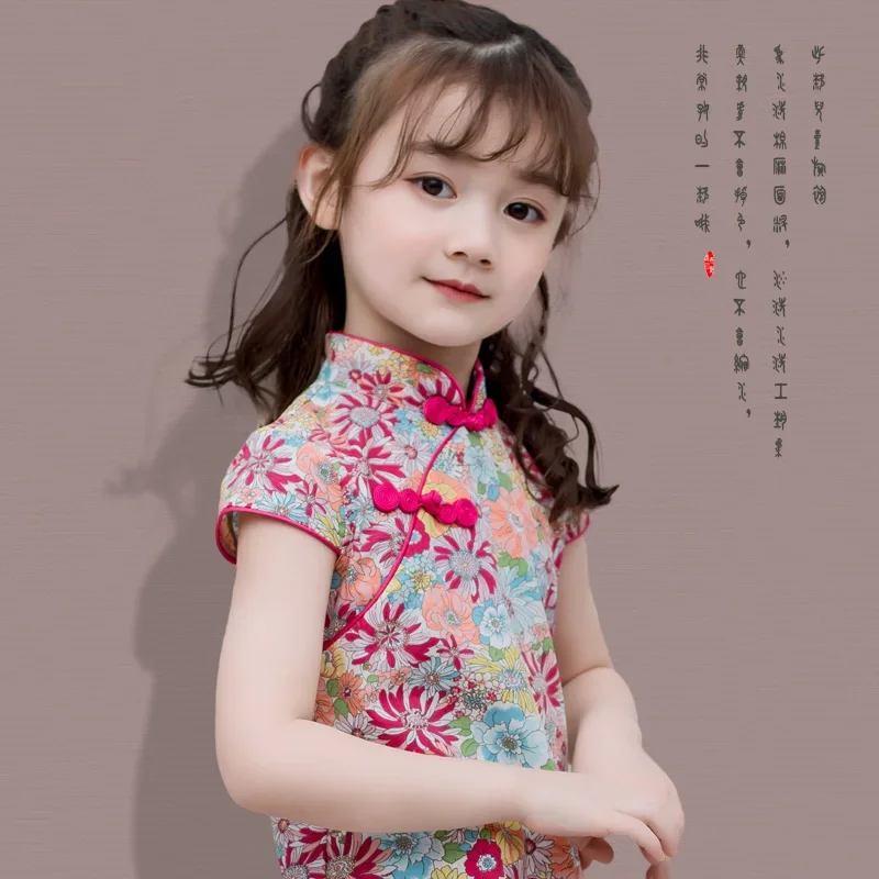 2020 New Children's Cheongsam Summer Girl's Chinese-style Improved Little Girl's Cheongsam Dress Chinese-style Dress